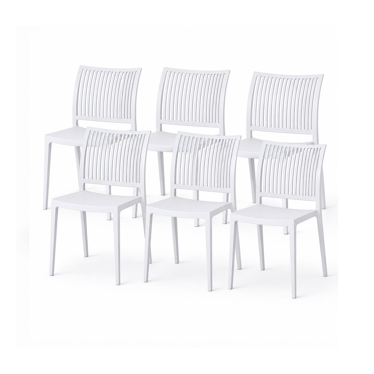 SET 6 Sillas Plástico Apilable Deco Noruega Blanca Escandinavia