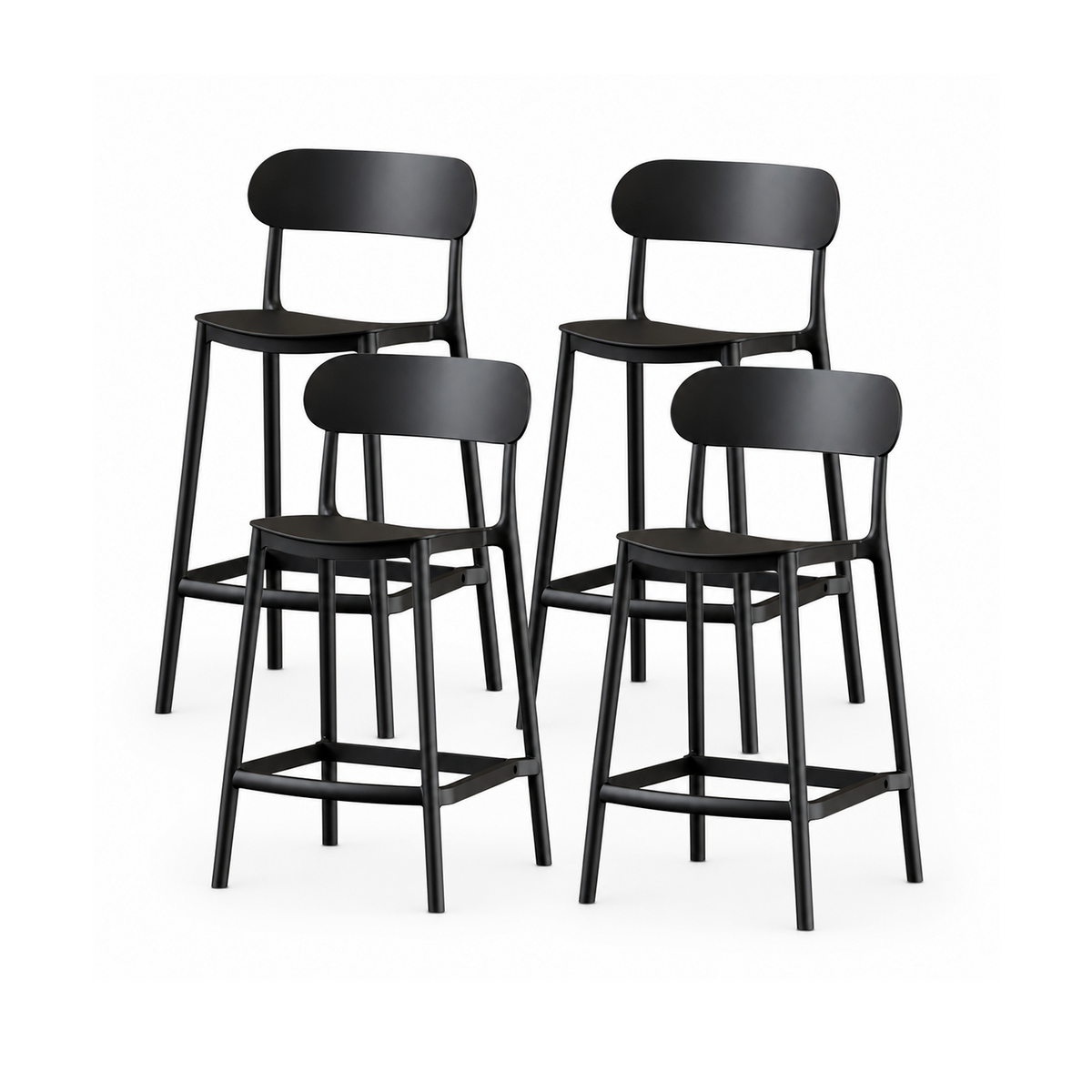 SET 4 Pisos Taburete Silla alta bar cocina Nils 75 cm Negra
