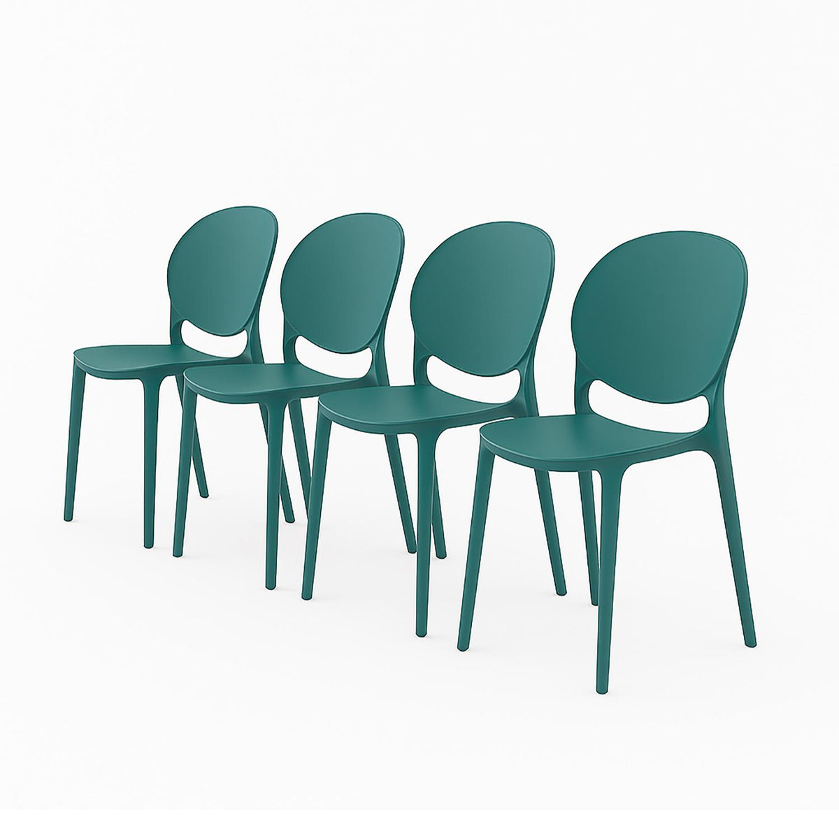 SET 4 Sillas Plástico Apilable Deco Berlín Azul Escandinavia