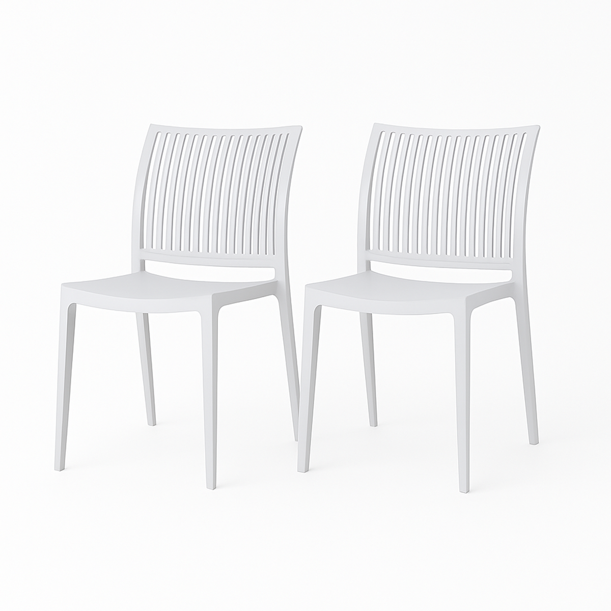 SET 2 Sillas Plástico Apilable Deco Noruega Blanca 49x38x78,5cm