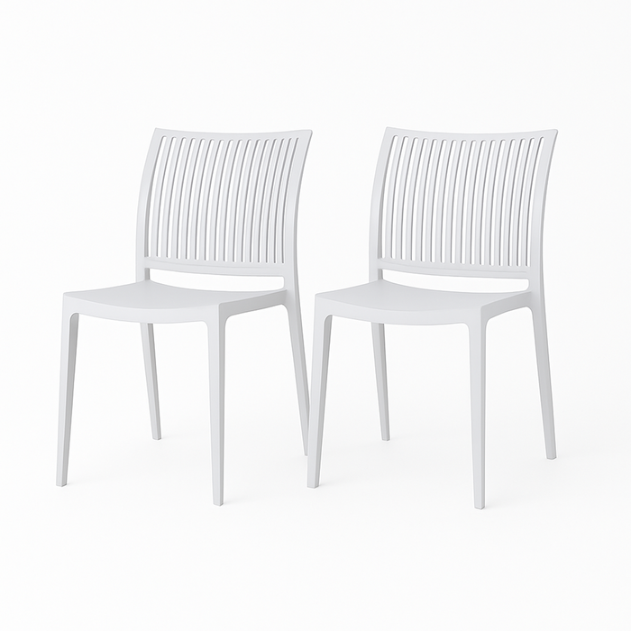 SET 2 Sillas Plástico Apilable Deco Noruega Blanca 49x38x78,5cm