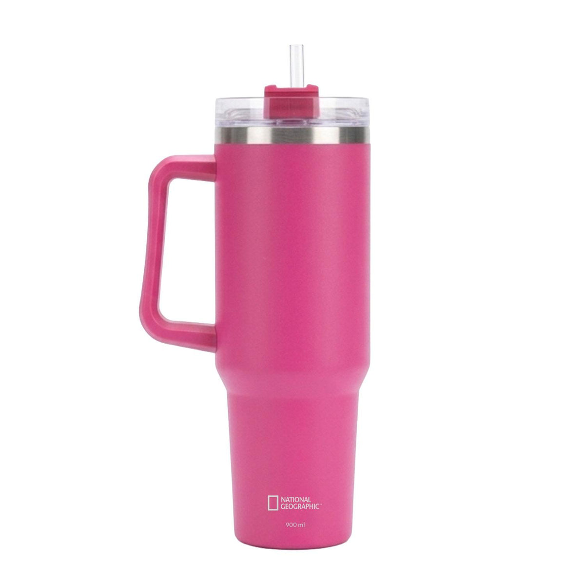 Tumbler Vaso Termico Frio y Calor Termo Mug Inoxidable con mango y bombilla Fuscia 900ML
