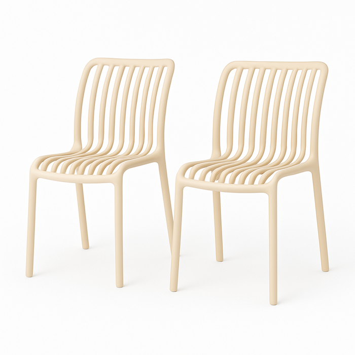 SET 2 Sillas Plástico Apilable Deco Bremen Beige Escandinavia
