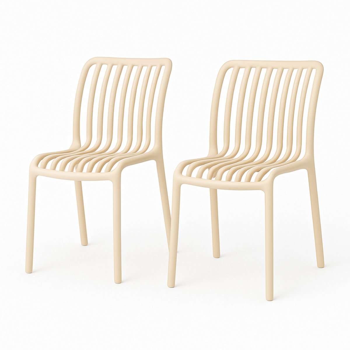 SET 2 Sillas Plástico Apilable Deco Bremen Beige Escandinavia