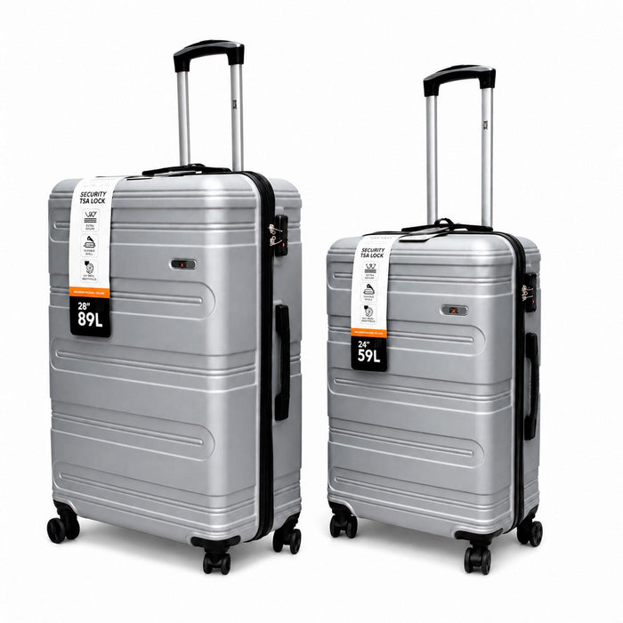 Set 2 Maletas Northpak Resistente Ultraliviana 24"+28" Plata