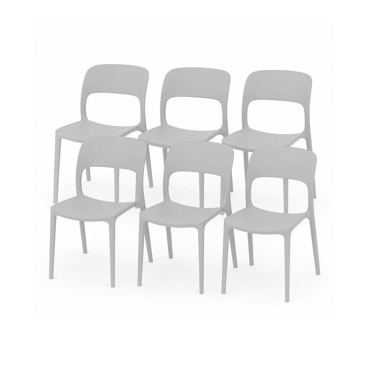 SET 6 Sillas Plástico Apilable Deco Nuremberg Blanca Escandinavia