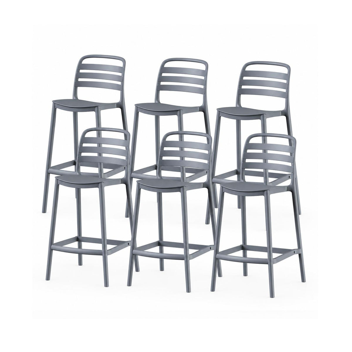 SET 6 Pisos Taburete Silla alta bar cocina Ragnar 75cm Gris Oscuro