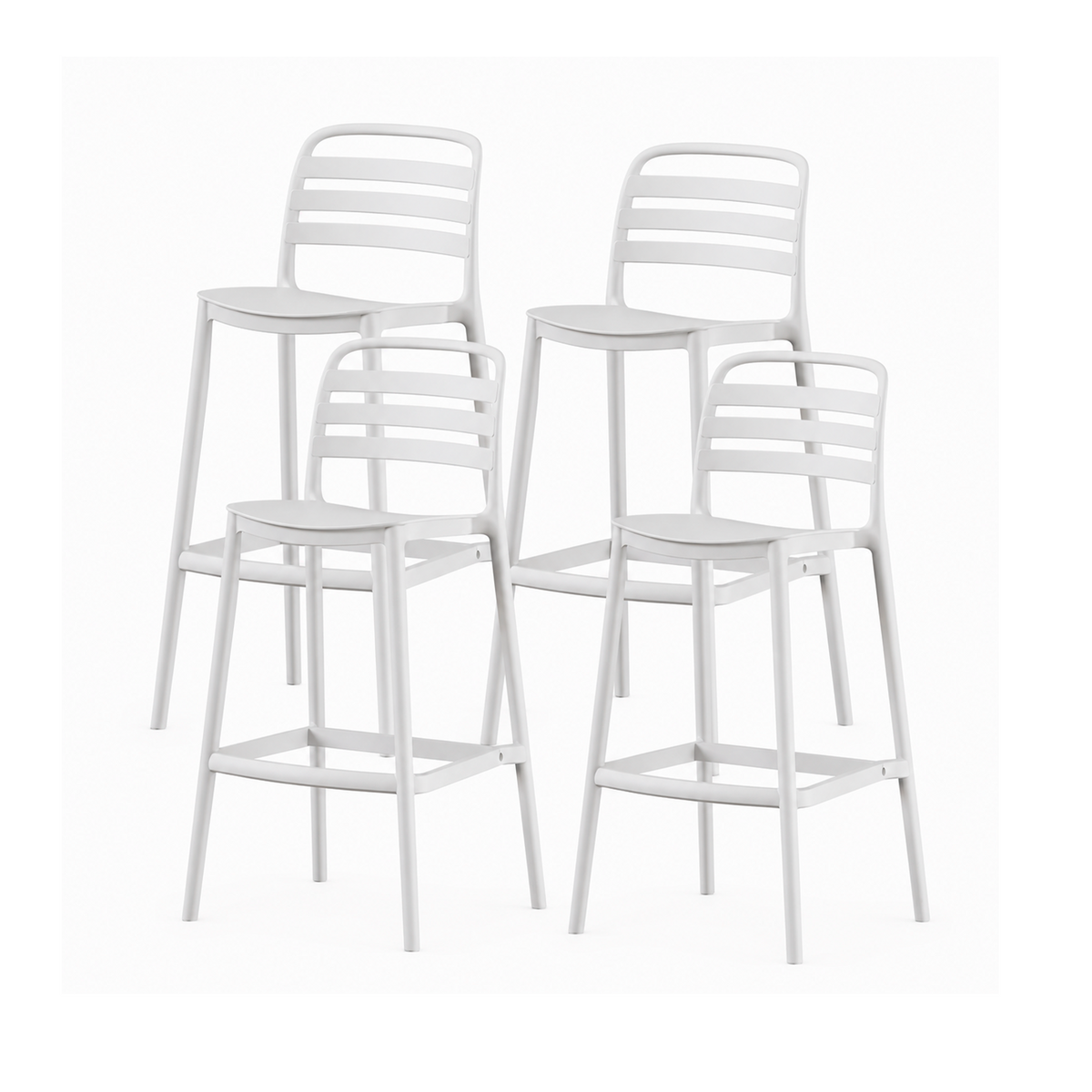 SET 4 Pisos Taburete Silla alta bar cocina Ragnar 75cm Blanca