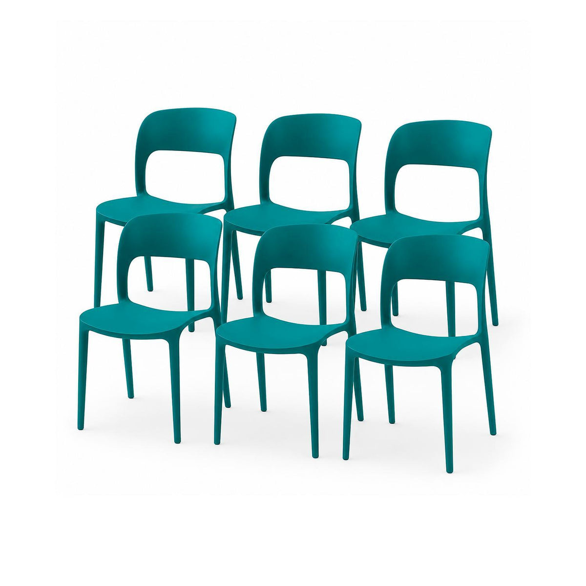 SET 6 Sillas Plástico Apilable Deco Nuremberg Azul Escandinavia