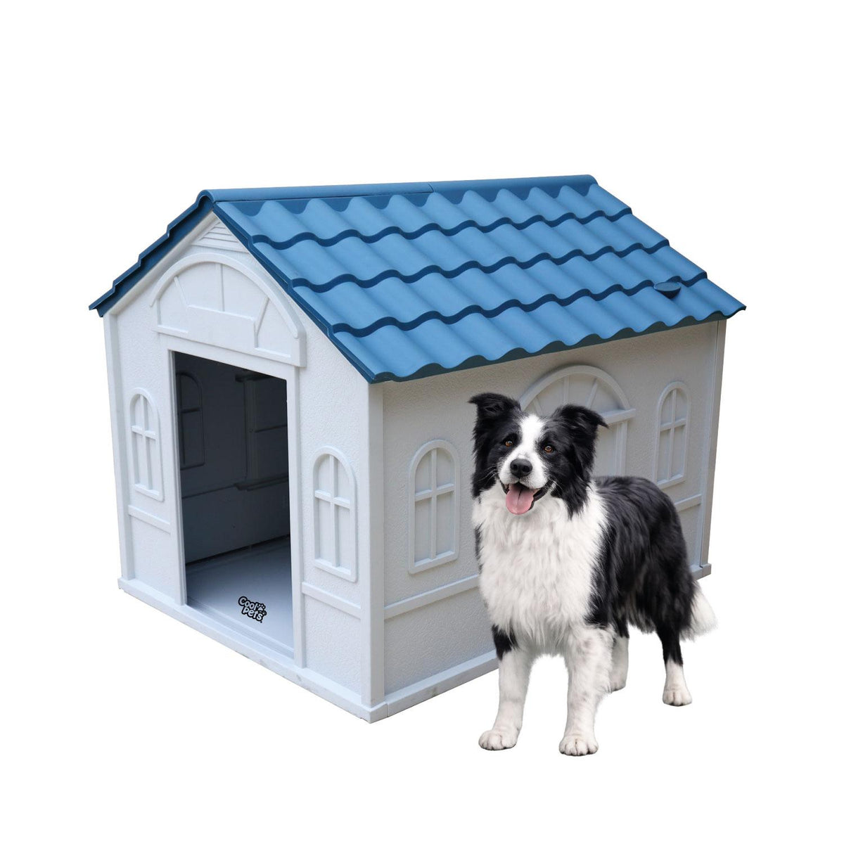 Casa Para Perro Grande Cool Pets 98x84x82Cm Techo Azul