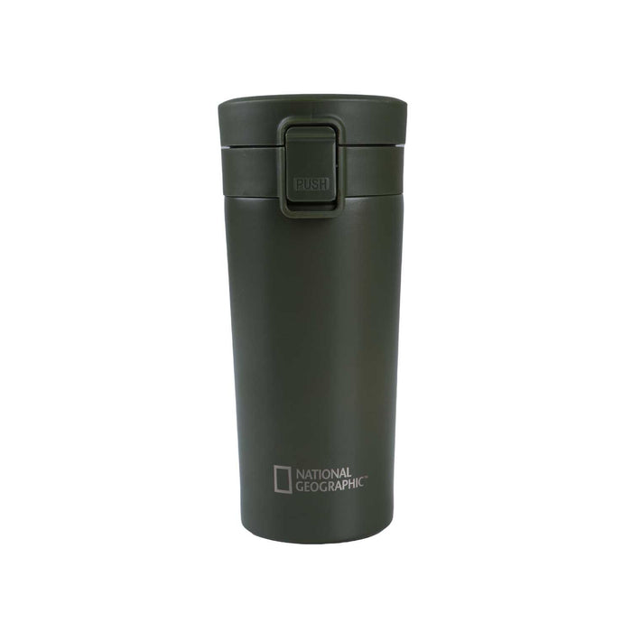 Mug Acero Inoxidable Tapa Con Pulsador y Antideslizante 380ml Verde