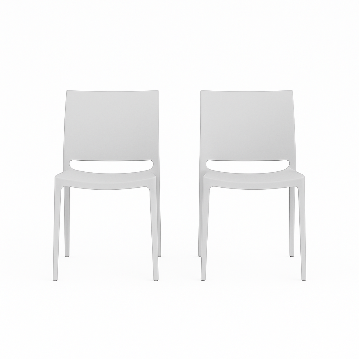 SET 2 Sillas Plástico Apilable Deco Dresden Blanca 49x38x78,5