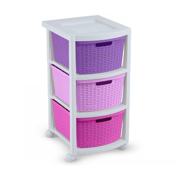 Cajonera Plástico Niños Tricolor 3 Cajones 39x33x66cm Rimax