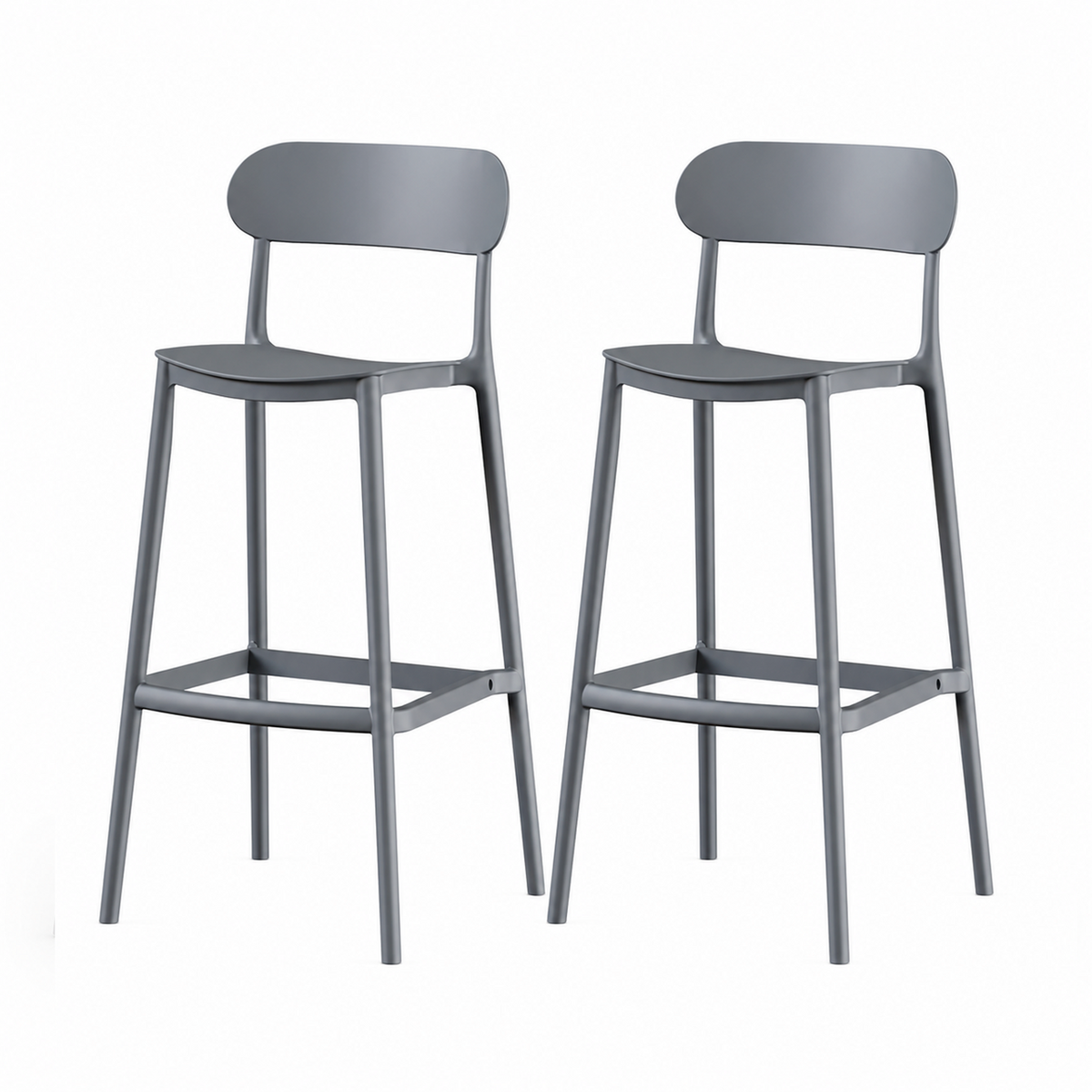 SET 2 Pisos Taburete Silla alta bar cocina Nils 75cm Gris Oscuro