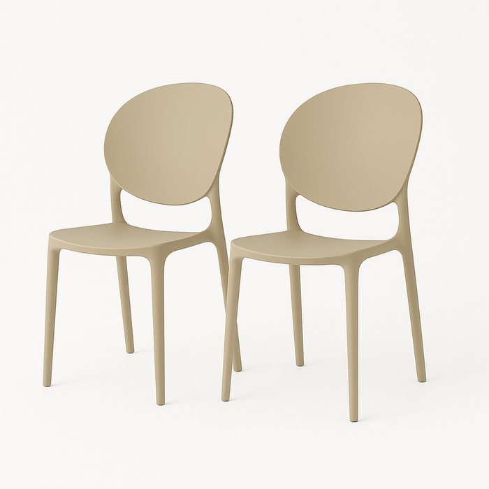 SET 2 Sillas Plástico Apilable Deco Sevilla Beige Escandinavia