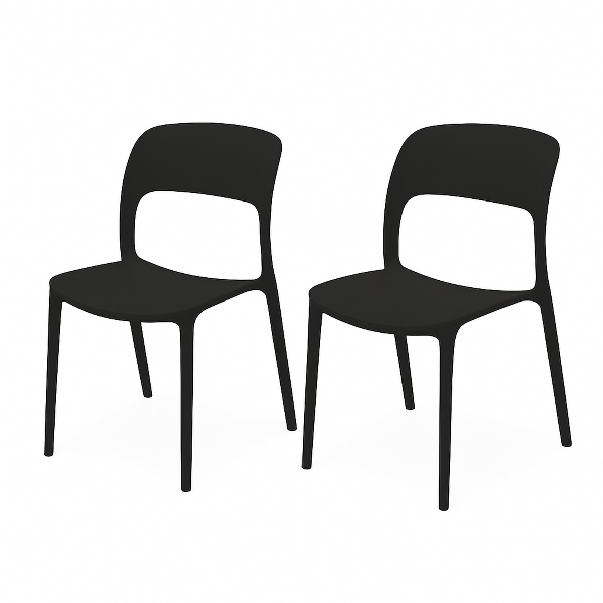 SET 2 Sillas Plástico Apilable Deco Nuremberg Negro 57x41x82,5cm