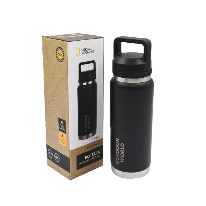 Botella Metálica Térmica Doble Boca Ajustable Angosta y Ancha 800ml Negro