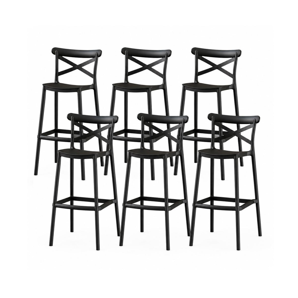 SET 6 Pisos Taburete Silla alta bar cocina Danessa 75cm Negra