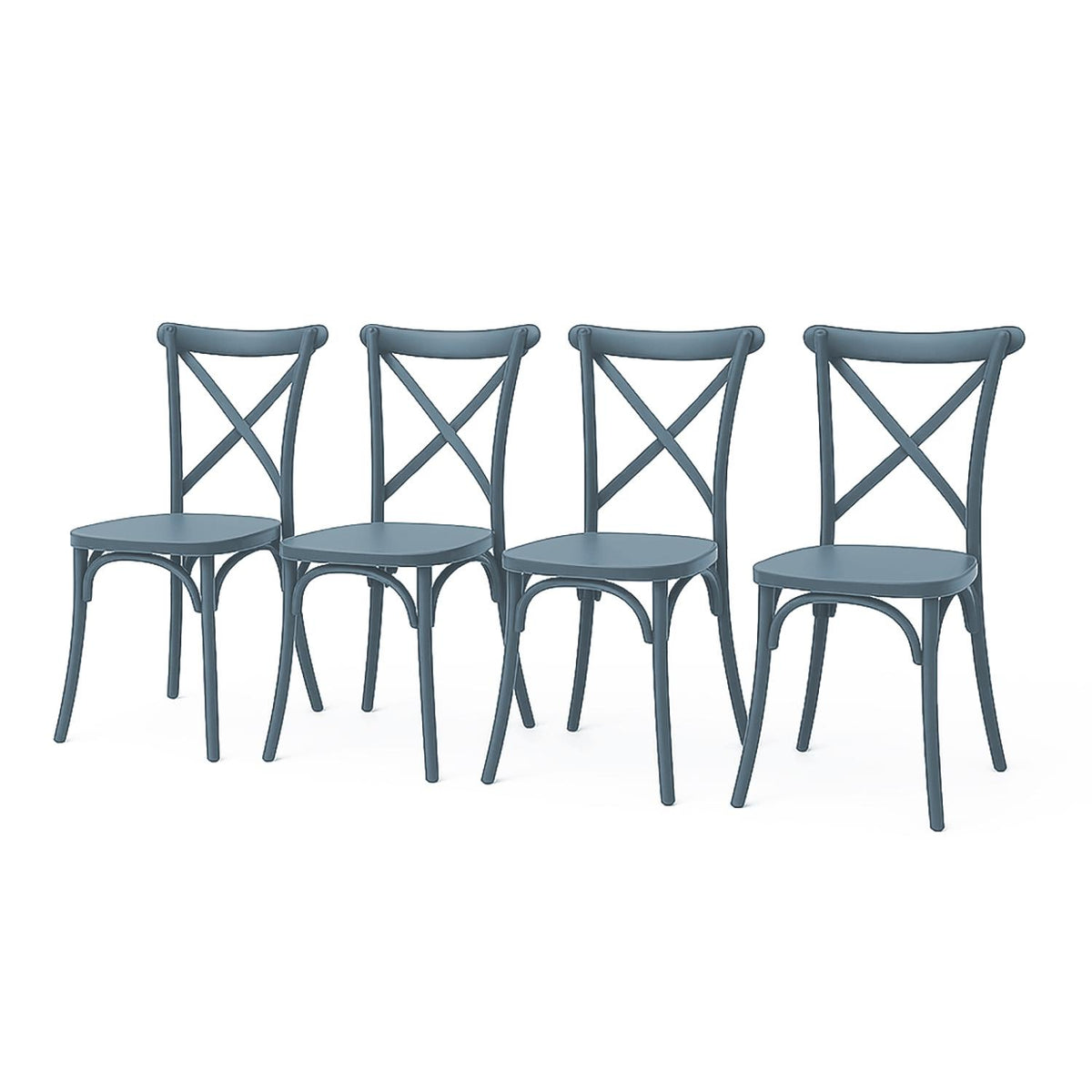 SET 4 Sillas Plástico Apilable Deco Copenhagen Azul Escandinavia