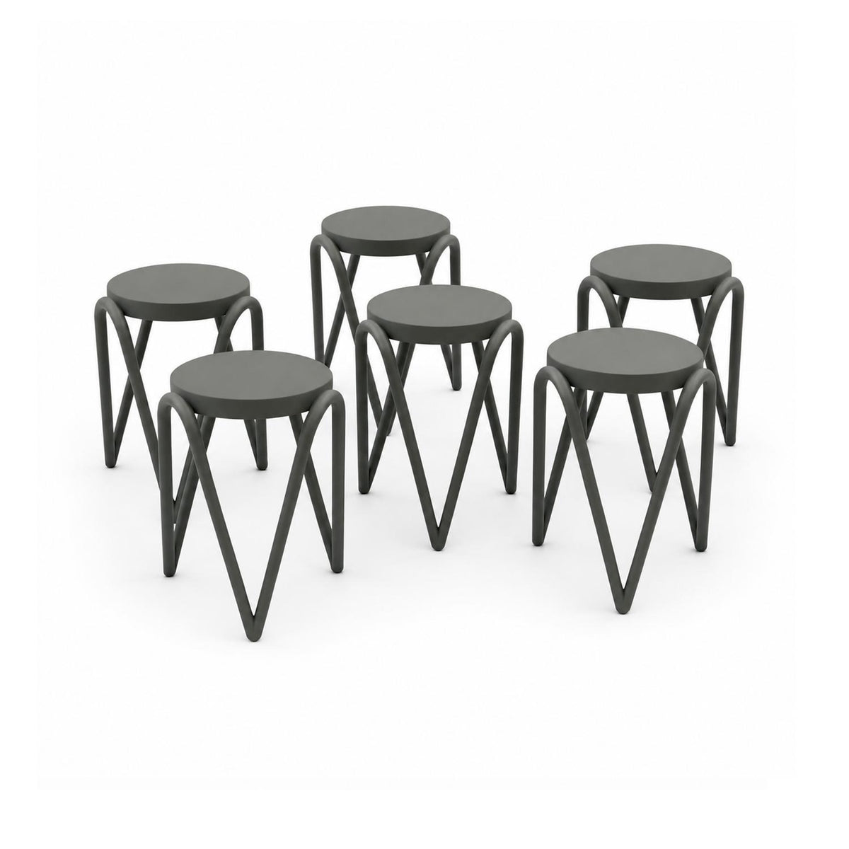 SET 6 Pisos Banco Apilable Deco Lisboa Gris Escandinavia 27x27x46cm