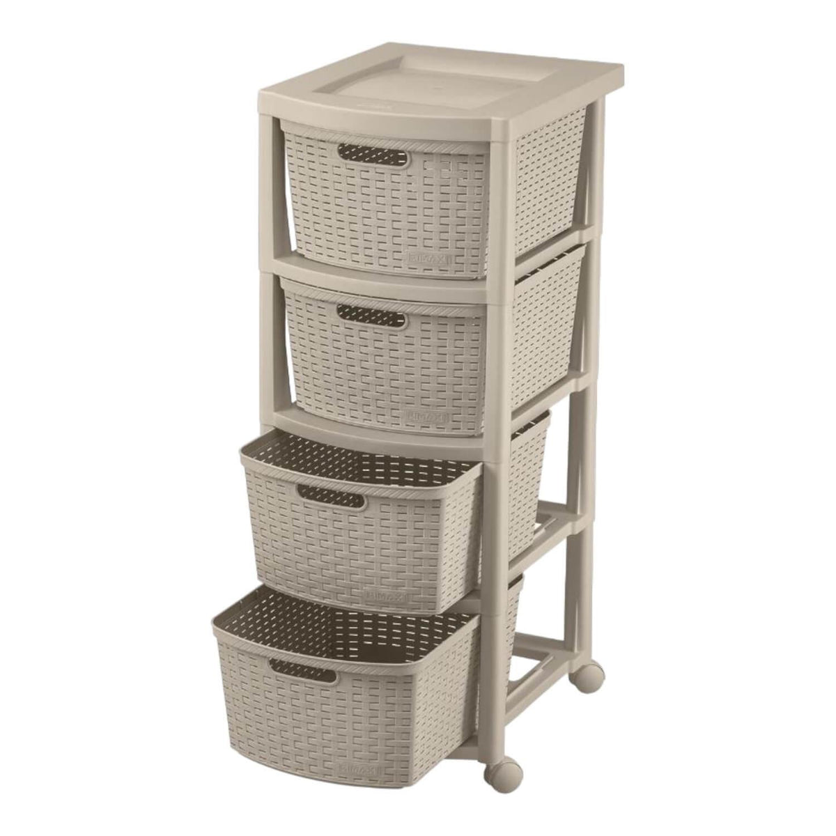 Cajonera Plástico Rattan 4 Cajones Beige 39x33x83.5cm Rimax