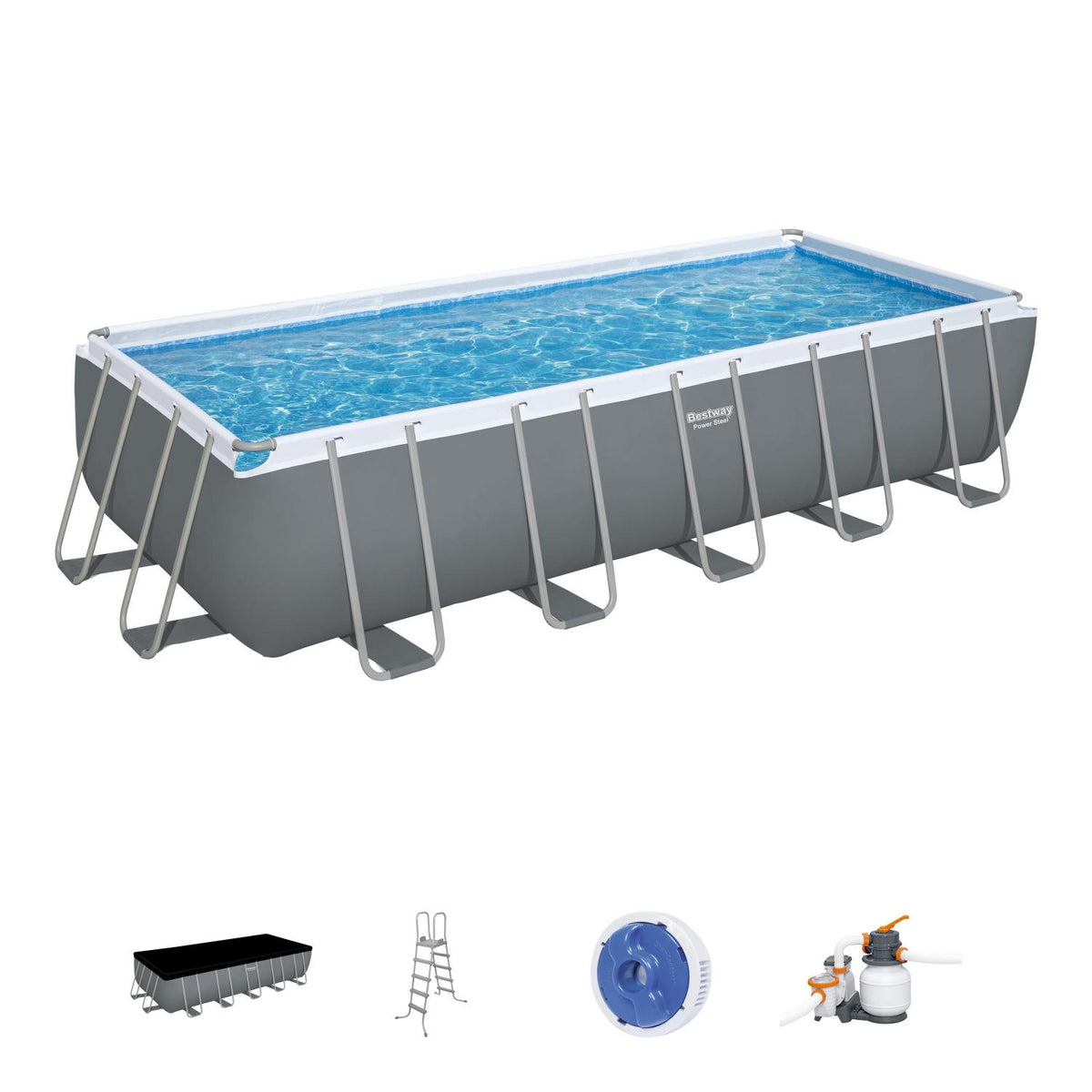 Piscina Power Steel Gris Oscuro 6.40M X 2.74M X 1.32M Pool Set / 19,281 L