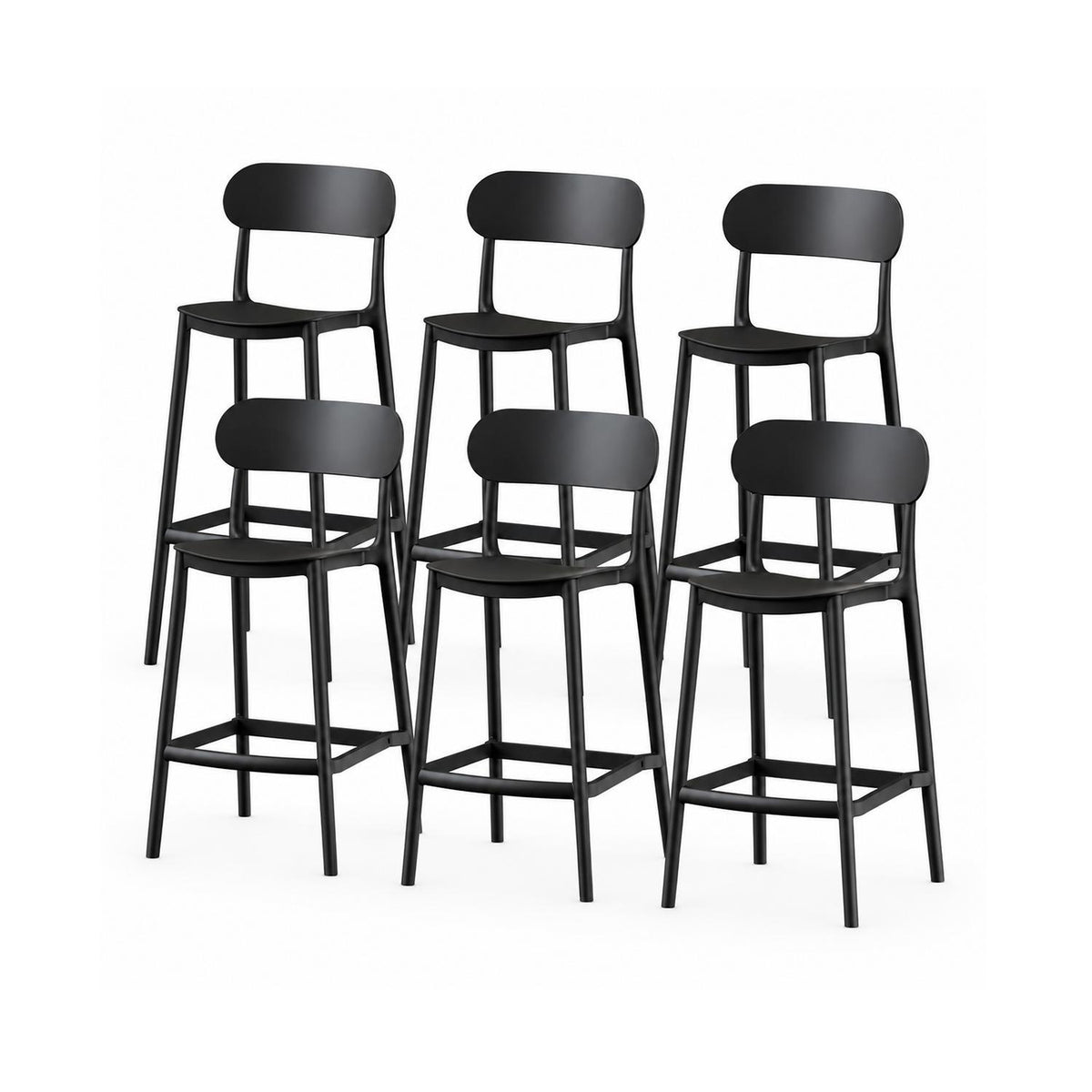 SET 6 Pisos Taburete Silla alta bar cocina Nils 75 cm Negra