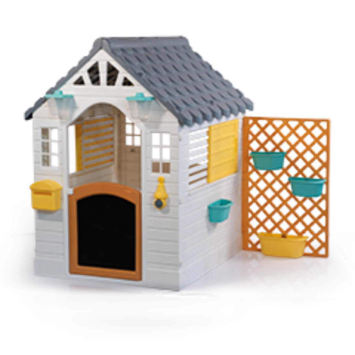 Casa de juego blanca gris con valla 127 x140x107.5cm Dolu