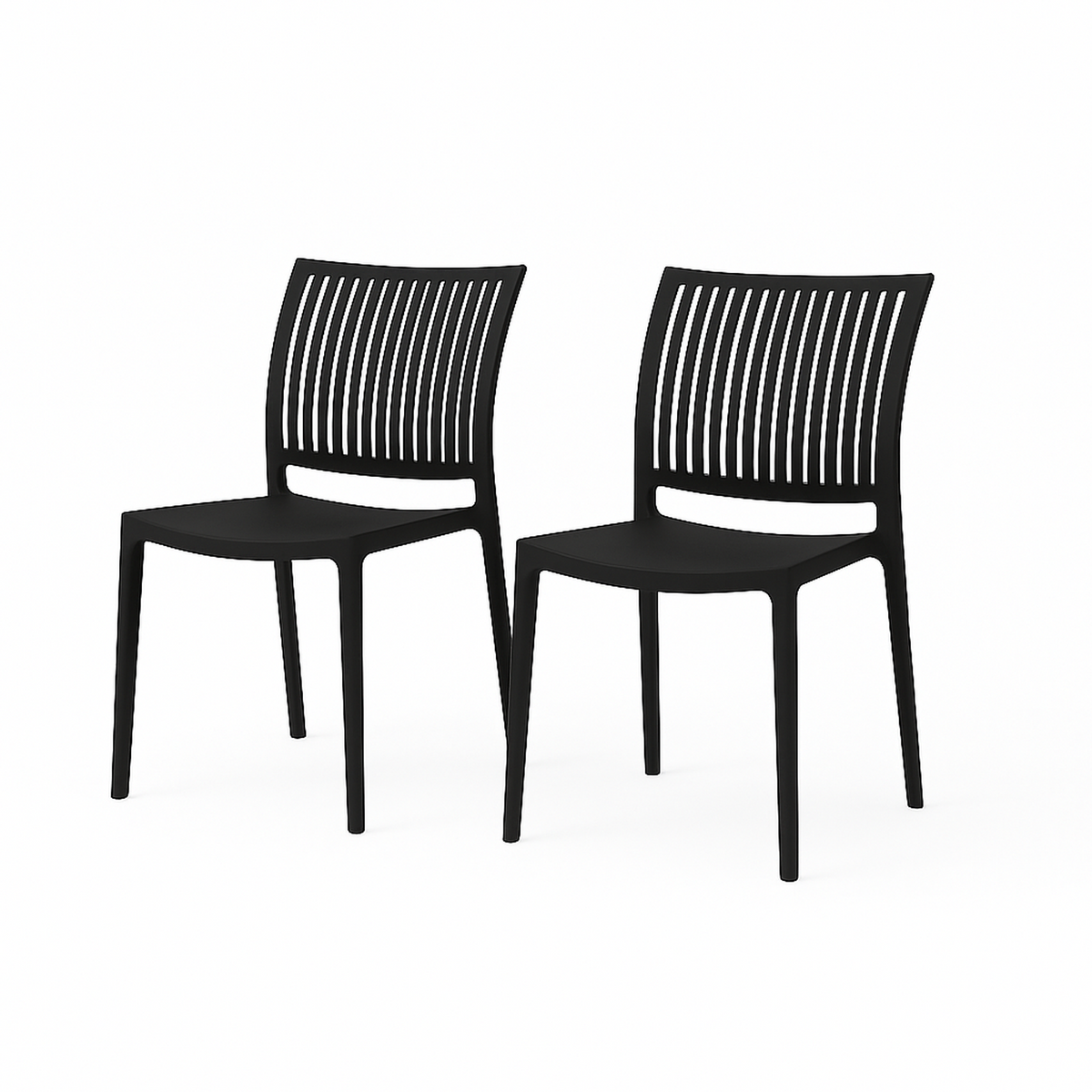SET 2 Sillas Plástico Apilable Deco Noruega Negro 49x38x78,5cm