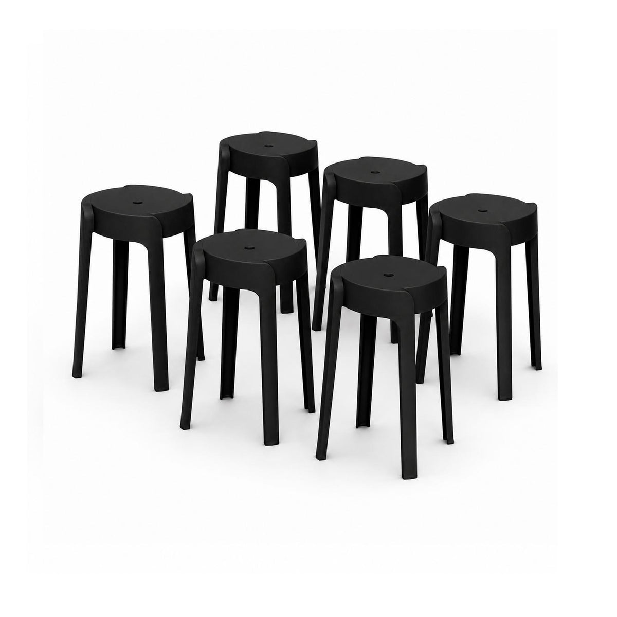 SET 6 Pisos Banco Apilable Deco Valencia Negro Escandinavia 45 cm