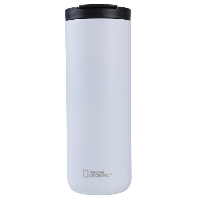 Mug Acero Inoxidable Tapa Flip Antideslizante 500ml Blanco