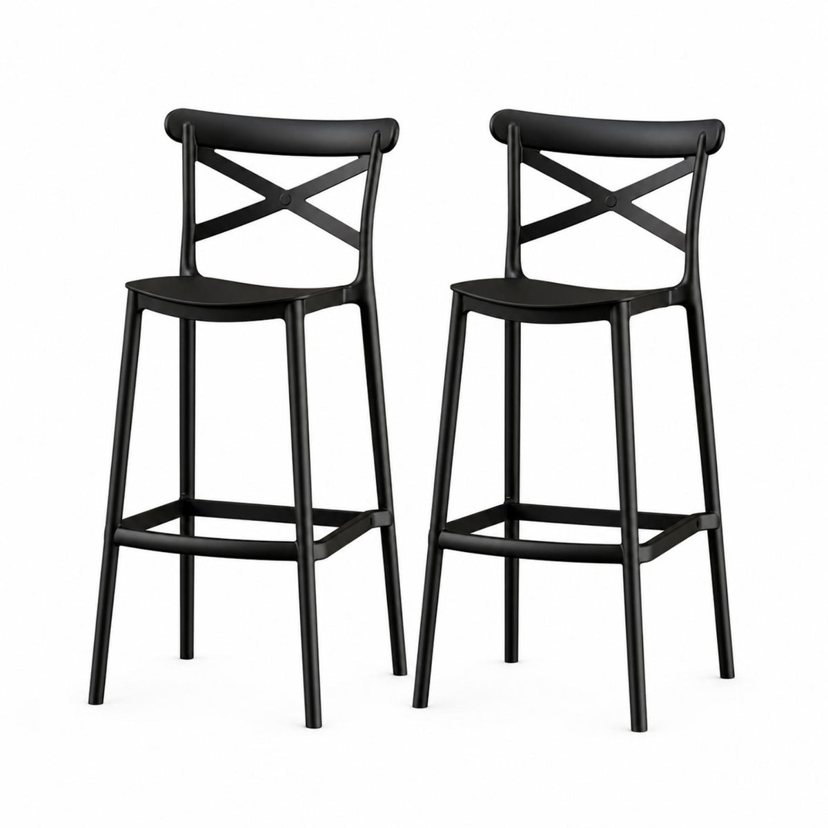 SET 2 Pisos Taburete Silla alta bar cocina Danessa 75cm Negra