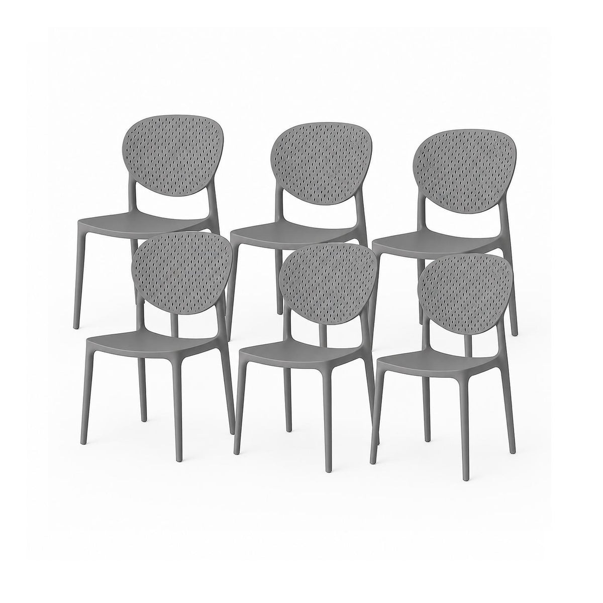 SET 6 Sillas Plástico Apilable Deco Hamburg Gris Escandinavia