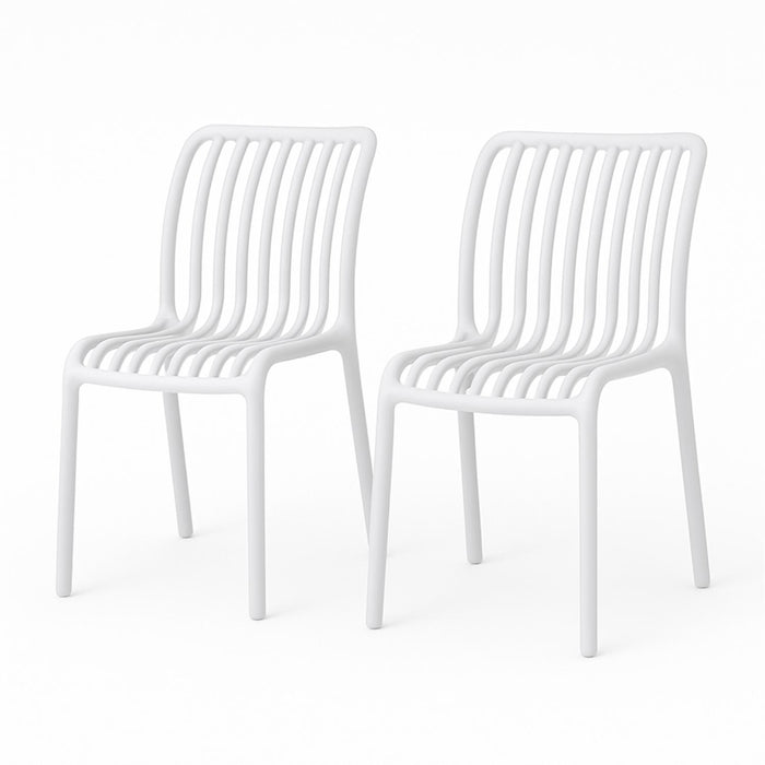 SET 2 Sillas Plástico Apilable Deco Bremen Blanca Escandinavia