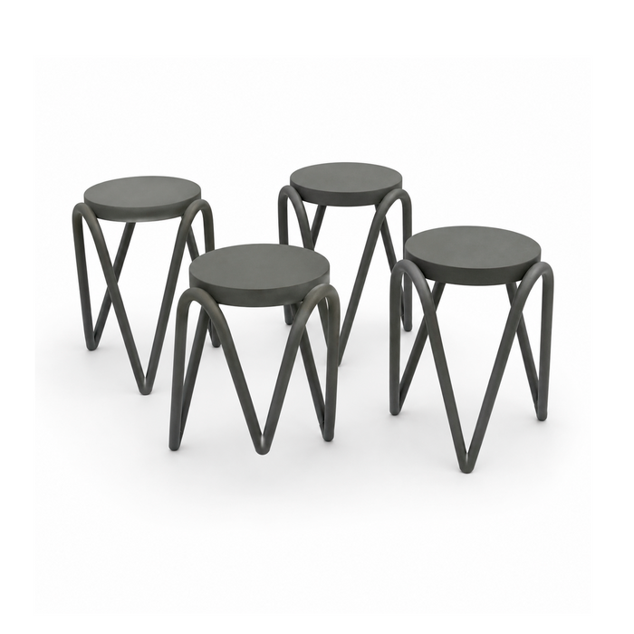 SET 4 Pisos Banco Apilable Deco Lisboa Gris Escandinavia 27x27x46cm
