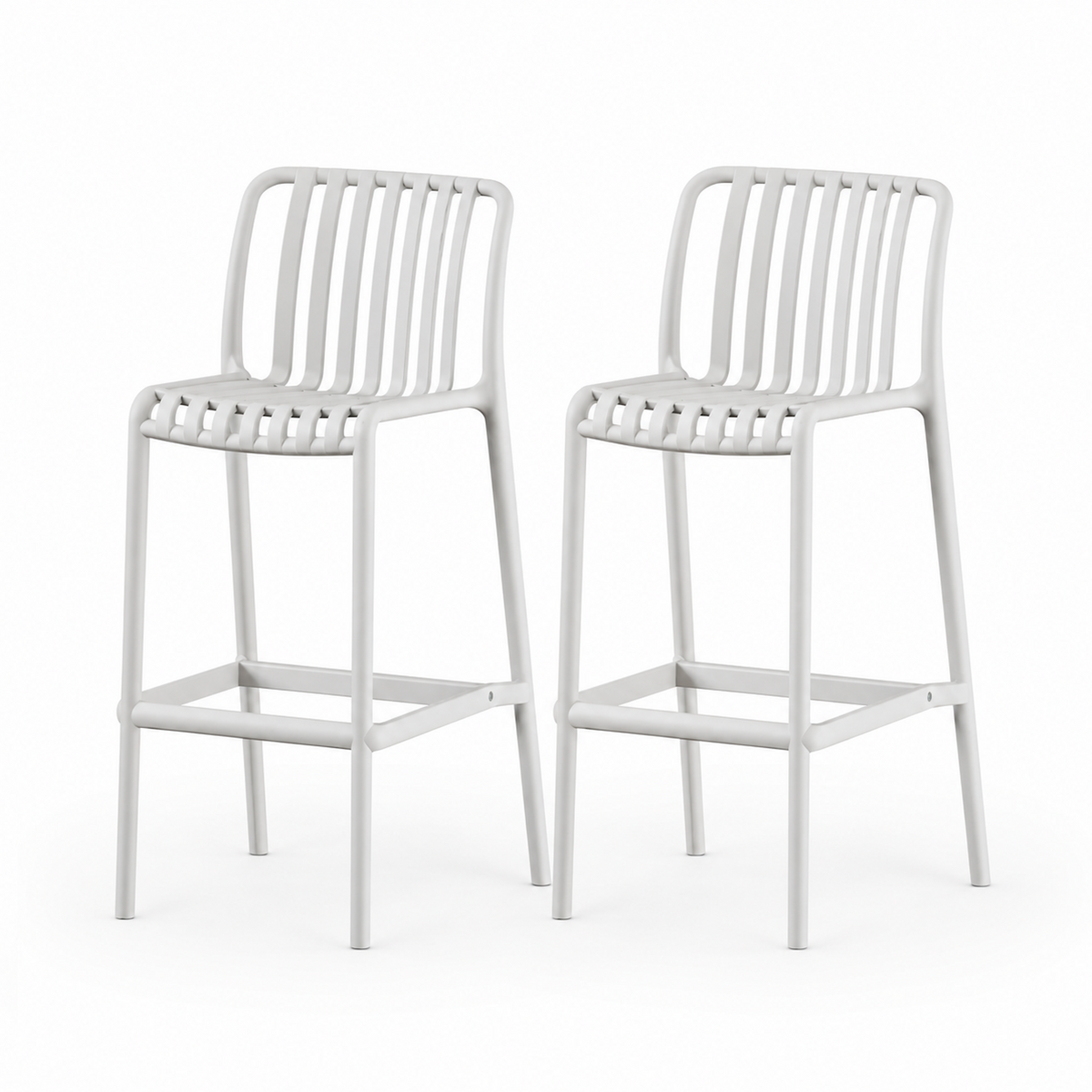 SET 2 Pisos Taburete Silla alta bar cocina Magnus 65cm Blanco