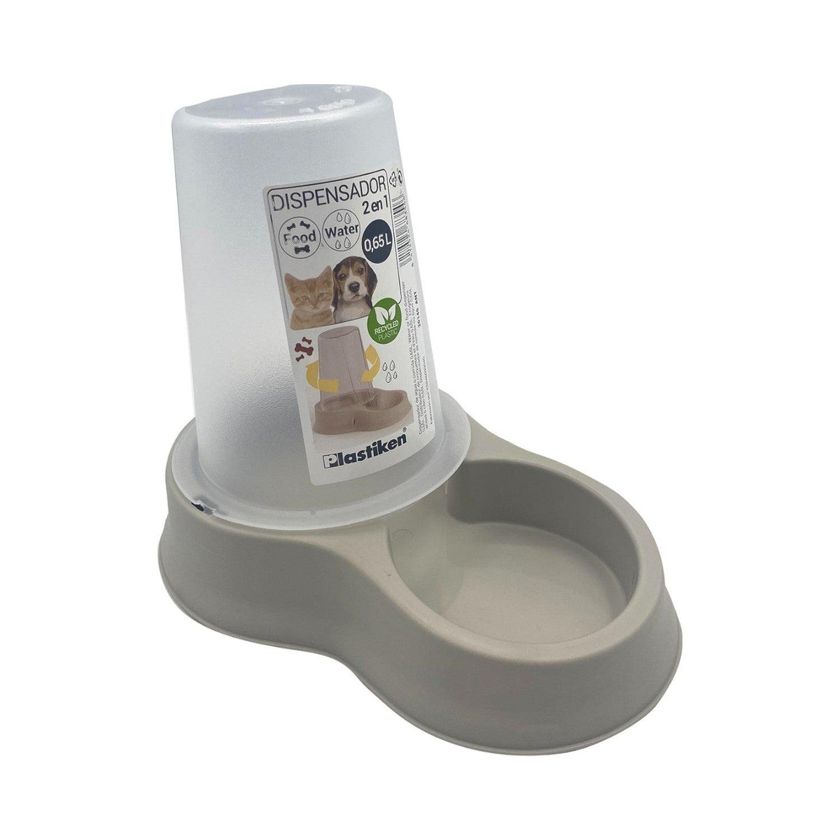 Dispensador Mascota Agua y Comida 0,65 L Beige Plastiken