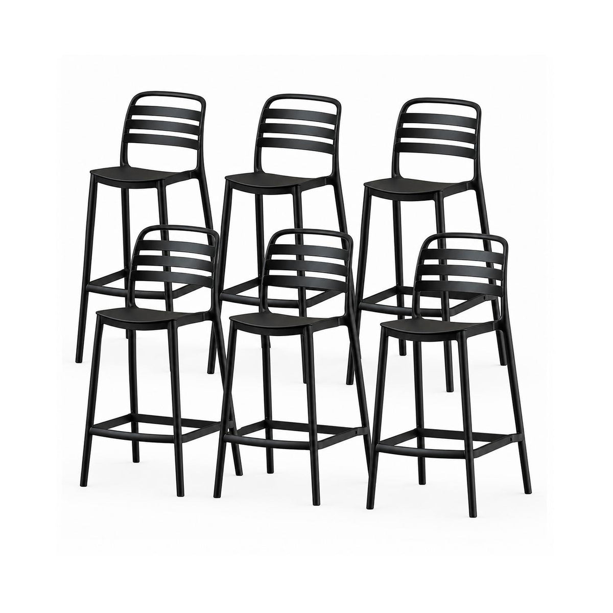 SET 6 Pisos Taburete Silla alta bar cocina Ragnar 75cm Negra