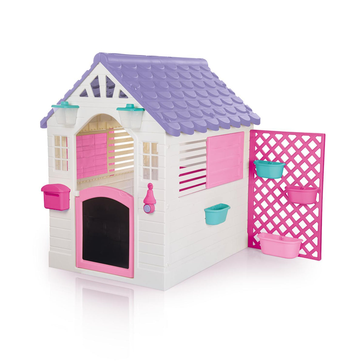 Casa de juego blanca rosada con valla 127 x 140x107.5cm Dolu