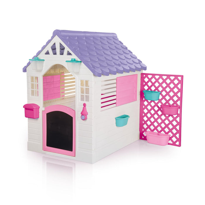 Casa de juego blanca rosada con valla 127 x 140x107.5cm Dolu