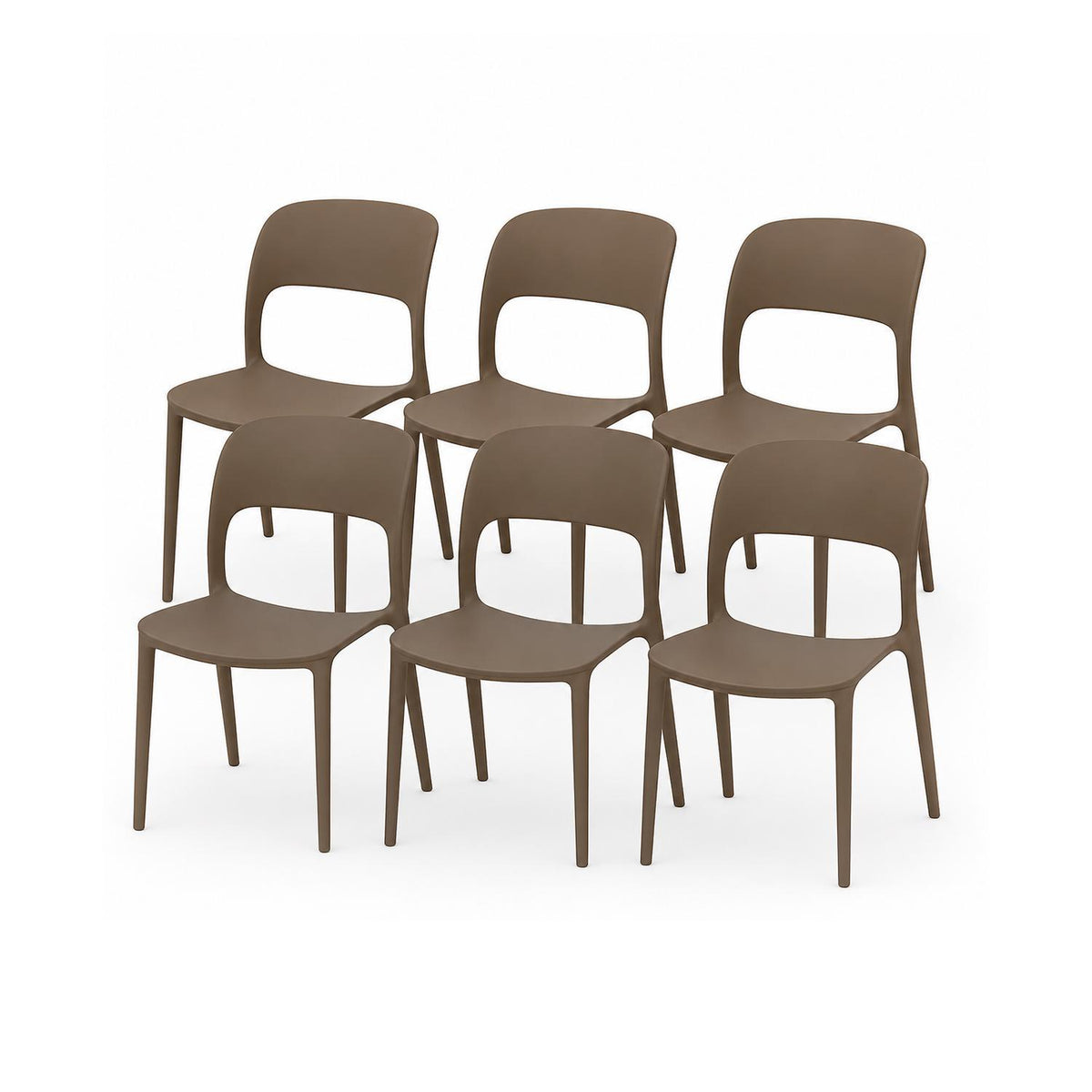 SET 6 Sillas Plástico Apilable Deco Nuremberg Gris Escandinavia