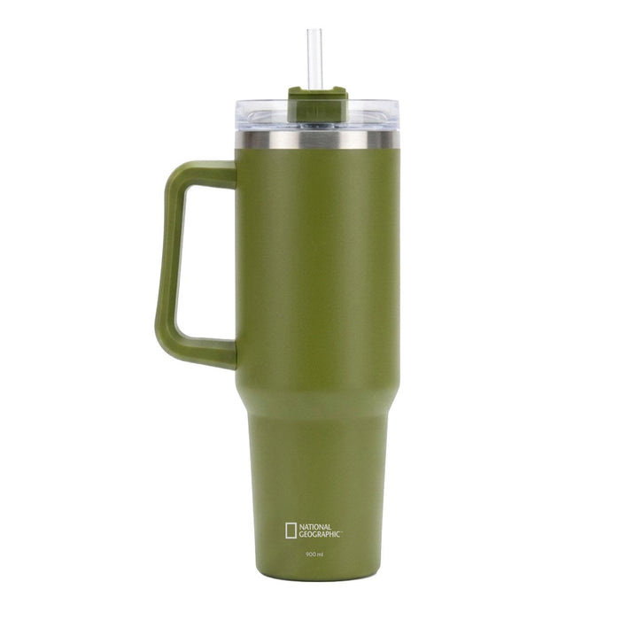 Tumbler Vaso Termico Frio y Calor Termo Mug Inoxidable con mango y bombilla Verde 900ML