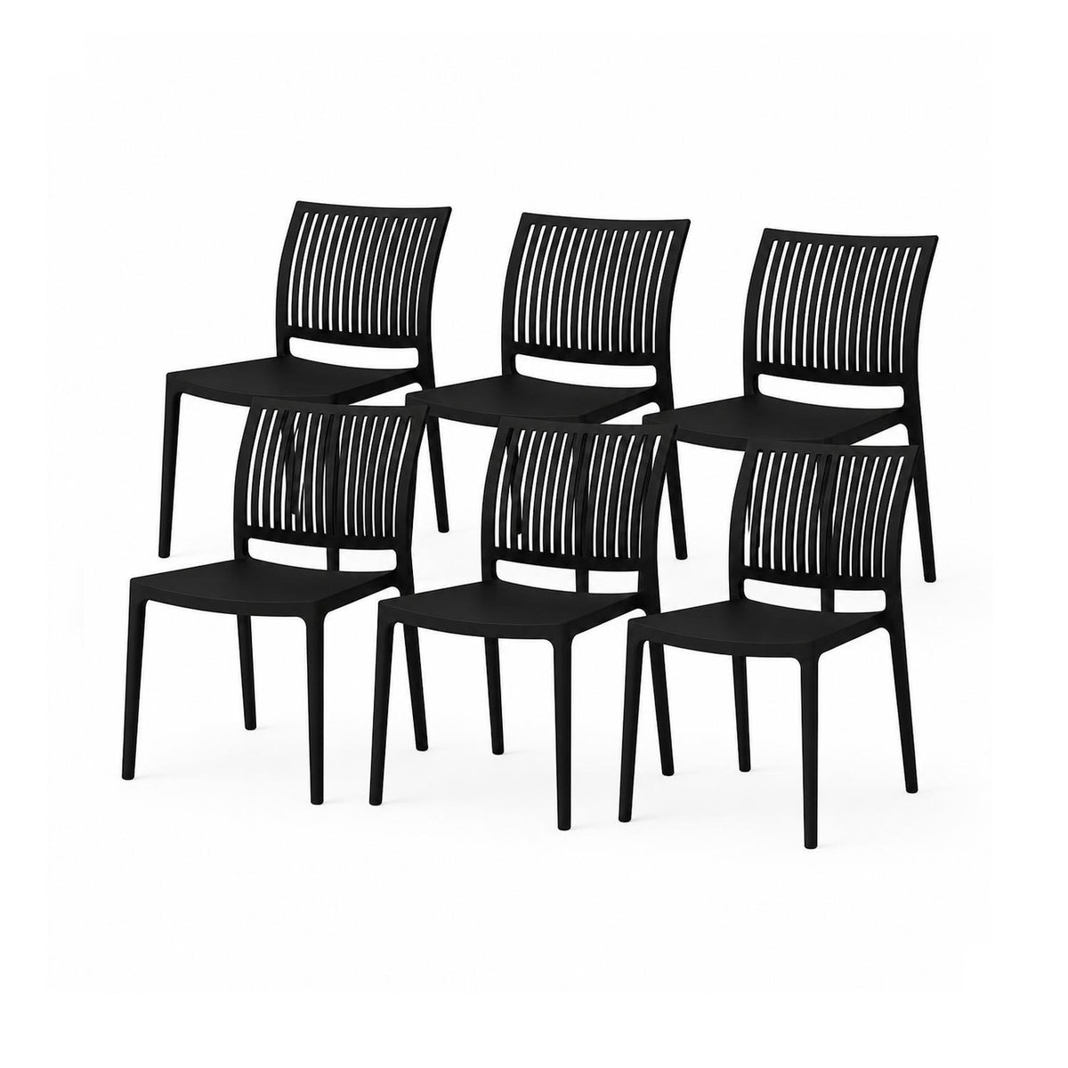 SET 6 Sillas Plástico Apilable Deco Noruega Negro Escandinavia