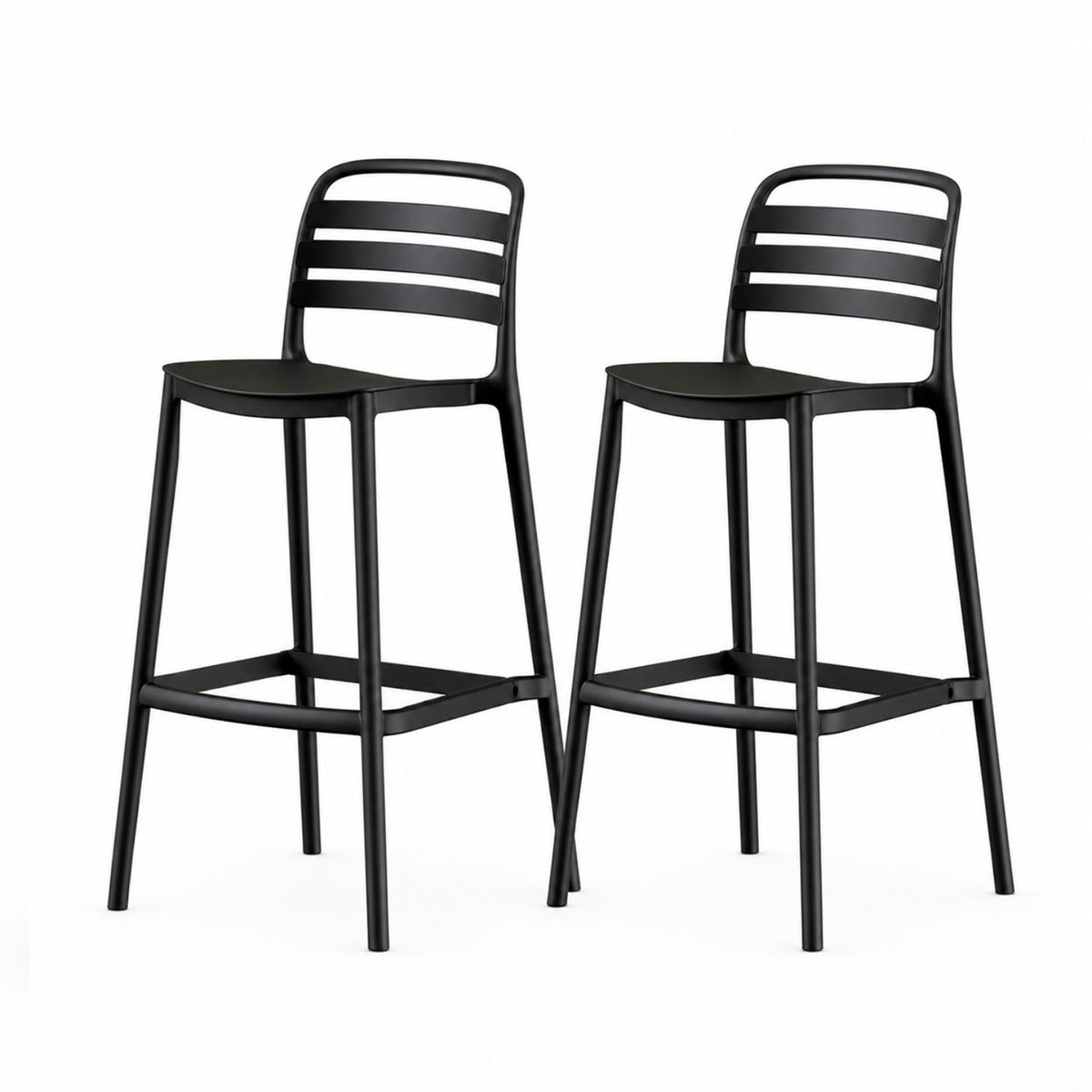 SET 2 Pisos Silla taburete alta bar cocina Ragnar 75cm Negra