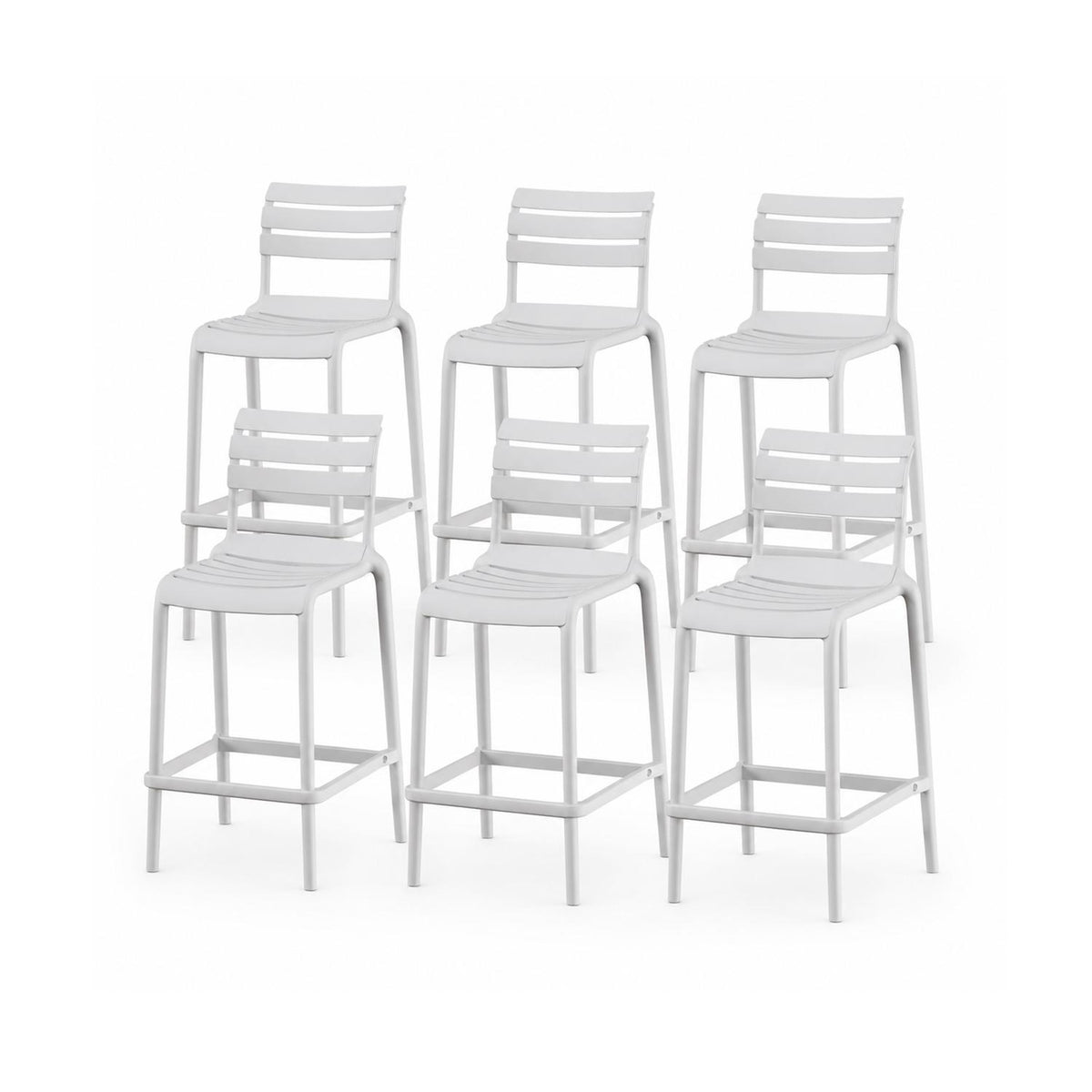 SET 6 Pisos Taburete Silla alta bar cocina Galt 65cm Blanco