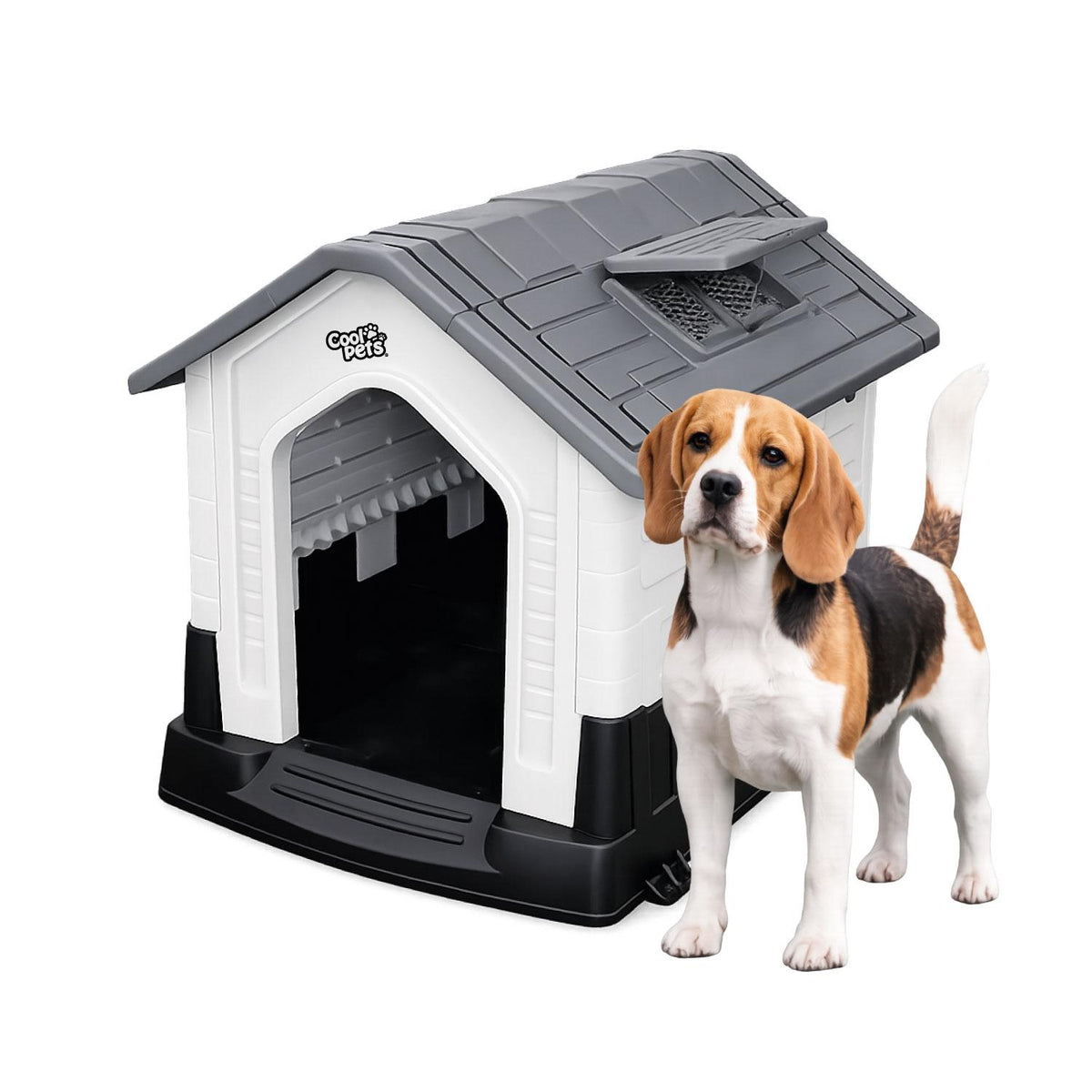 Casa Para Perro Pequeña Gris Cool Pets 73x60x66cm