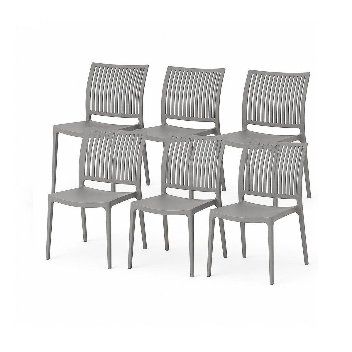 SET 6 Sillas Plástico Apilable Deco Noruega Gris Escandinavia