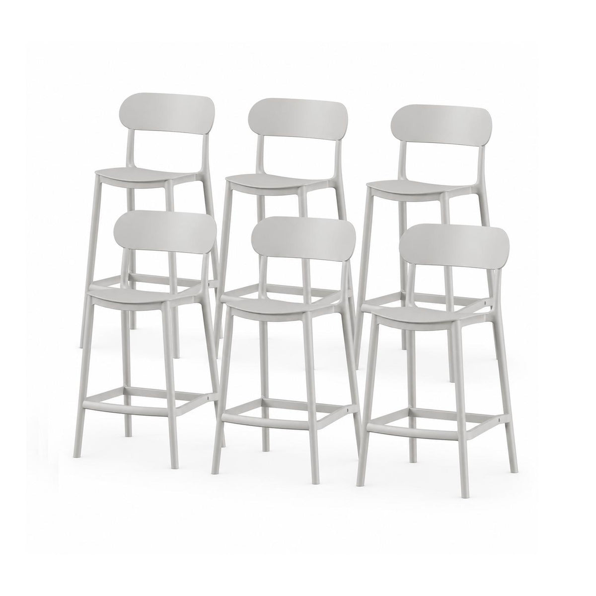 SET 6 Pisos Taburete Silla alta bar cocina Oslo 65cm Gris Claro