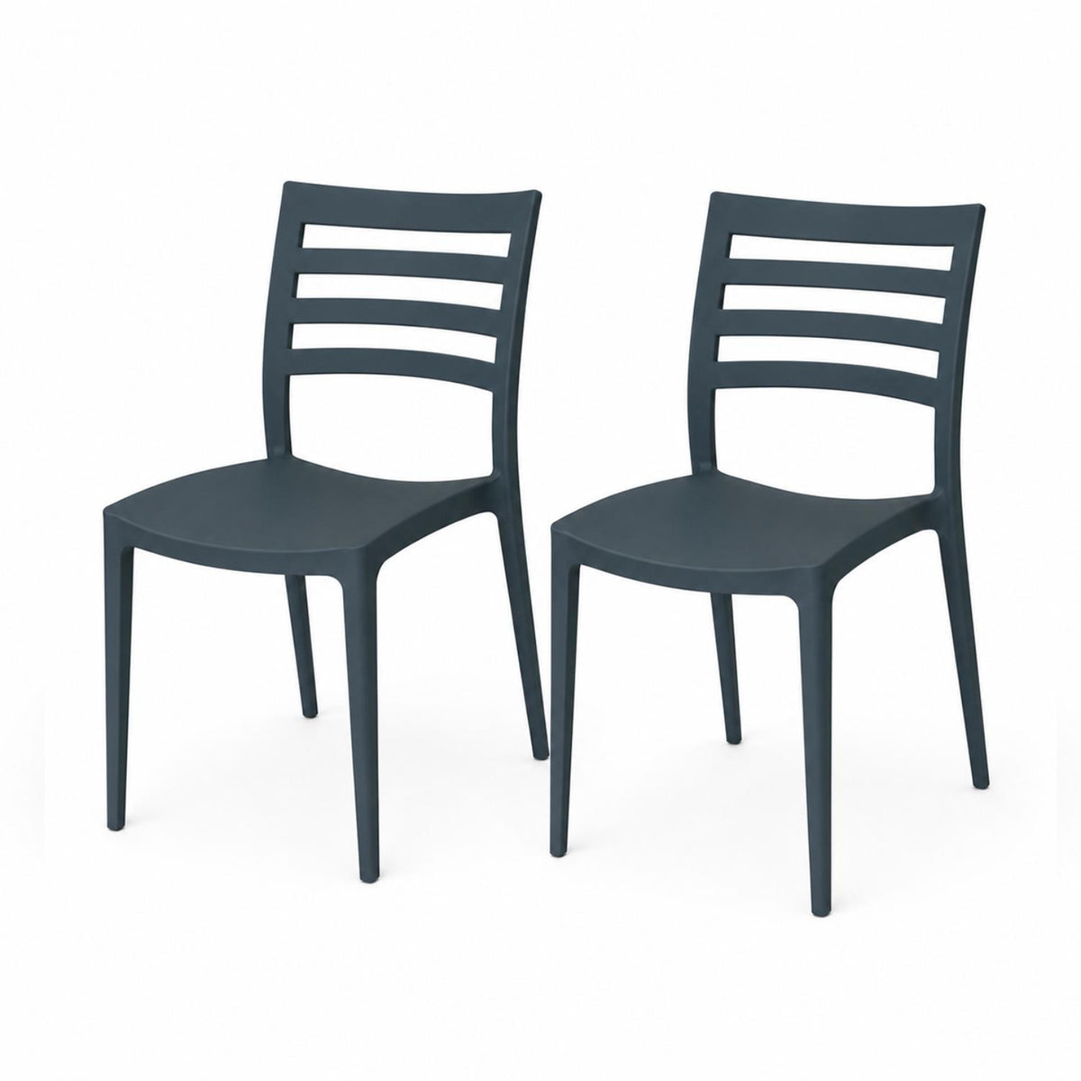 SET 2 Sillas Plástico Apilable Deco Nybro Azulado Escandinavia