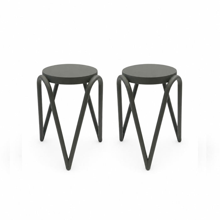 SET 2 Pisos Banco Apilable Deco Lisboa Gris Escandinavia 27x27x46cm